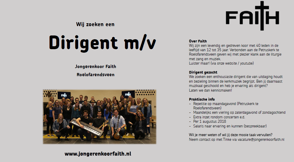 Faith zoekt een nieuwe dirigent (m/v)